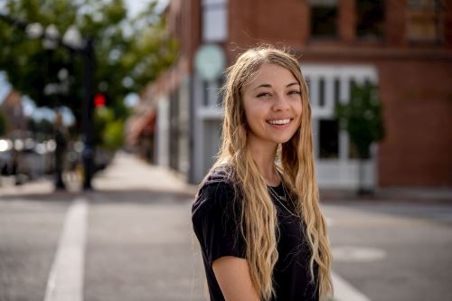 Photo of Kinley Roberts in downtown Ogden
