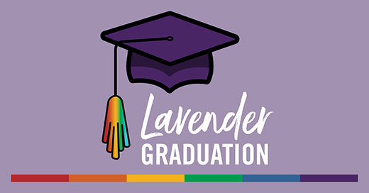 Graphic of graduation cap with rainbow tassel 