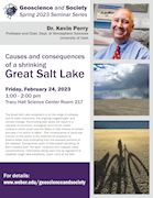 Geoscience & Society - Spring 2023 - February 24 - Kevin Perry - Great Salt Lake