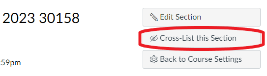 the cross-list this section button is at the right side of the screen