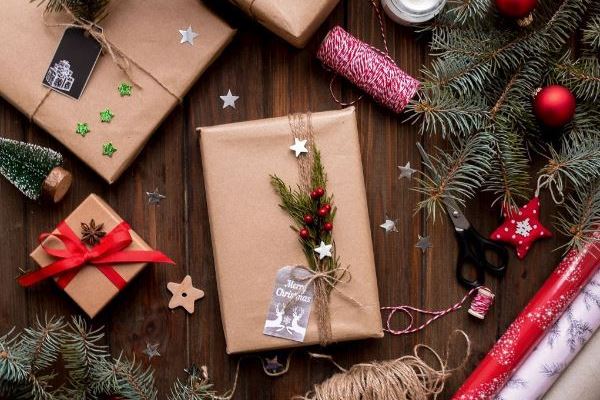 Presents wrapped in brown paper