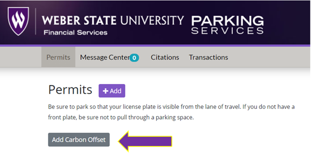 Screenshot of the Weber Parking Services website.